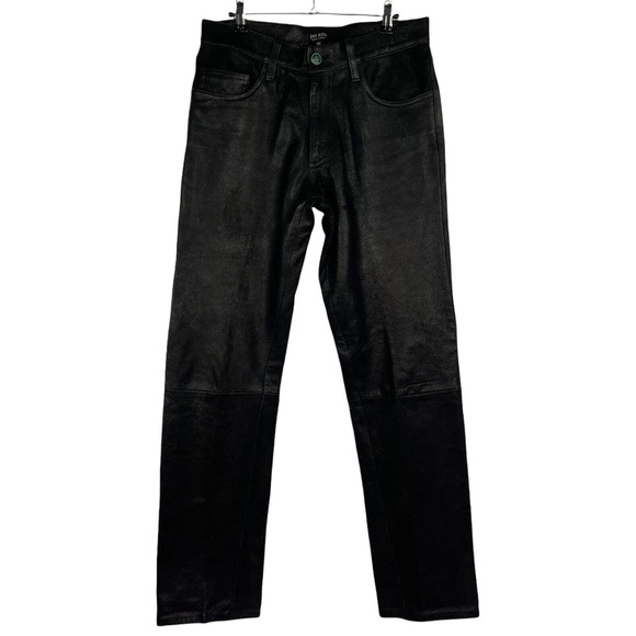 Jay Kos New York Black Leather Designer Jeans Pants Men's Sz 34